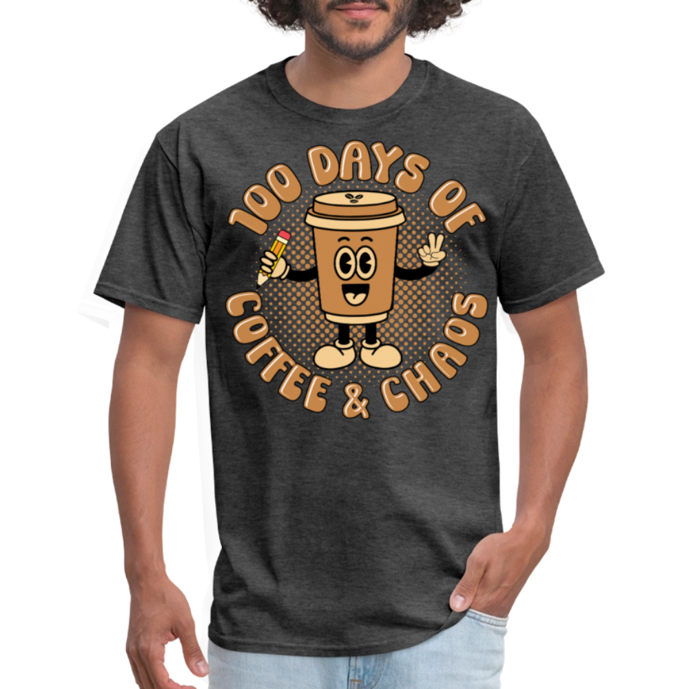 Teacher Caffeine Tee for School Days Coffee and Chaos T-shirt - heather black