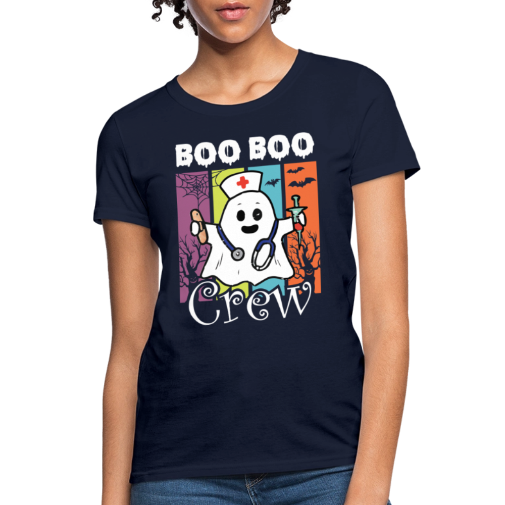Boo Boo Crew Funny Nurse Halloween T-Shirt - navy