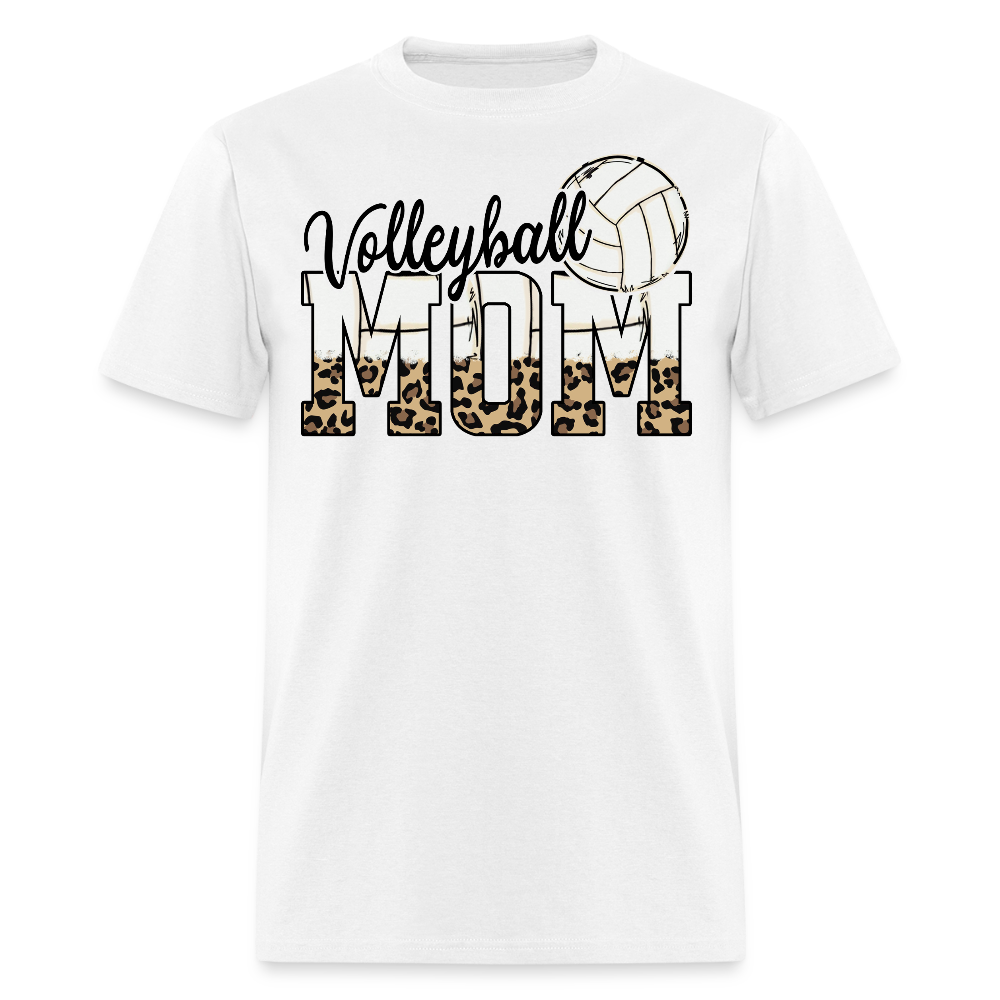 Leopard Print Volleyball Mom T-shirt - white