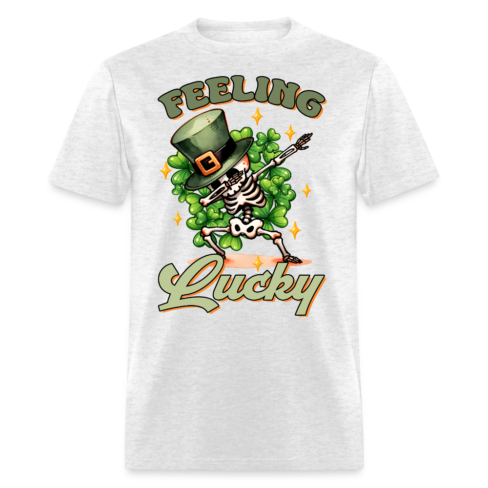 Lucky Irish Leprechaun Skeleton Dab Dance T-shirt - light heather gray