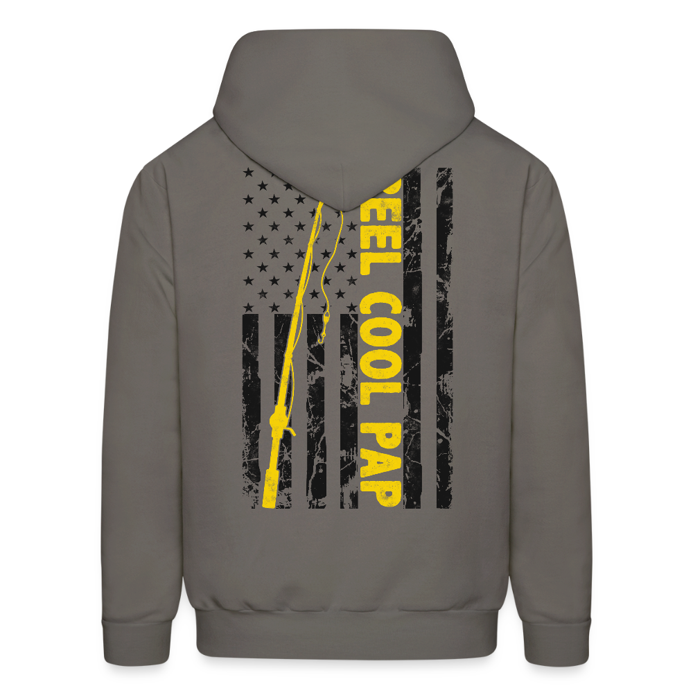 Reel Cool Pap USA Flag Patriotic Fishing Hoodie - asphalt gray