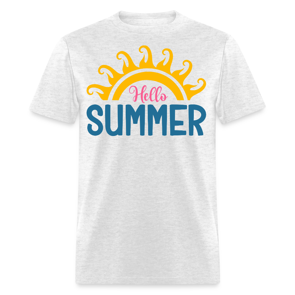 Hello Summer Beach Vacation T-shirt - light heather gray