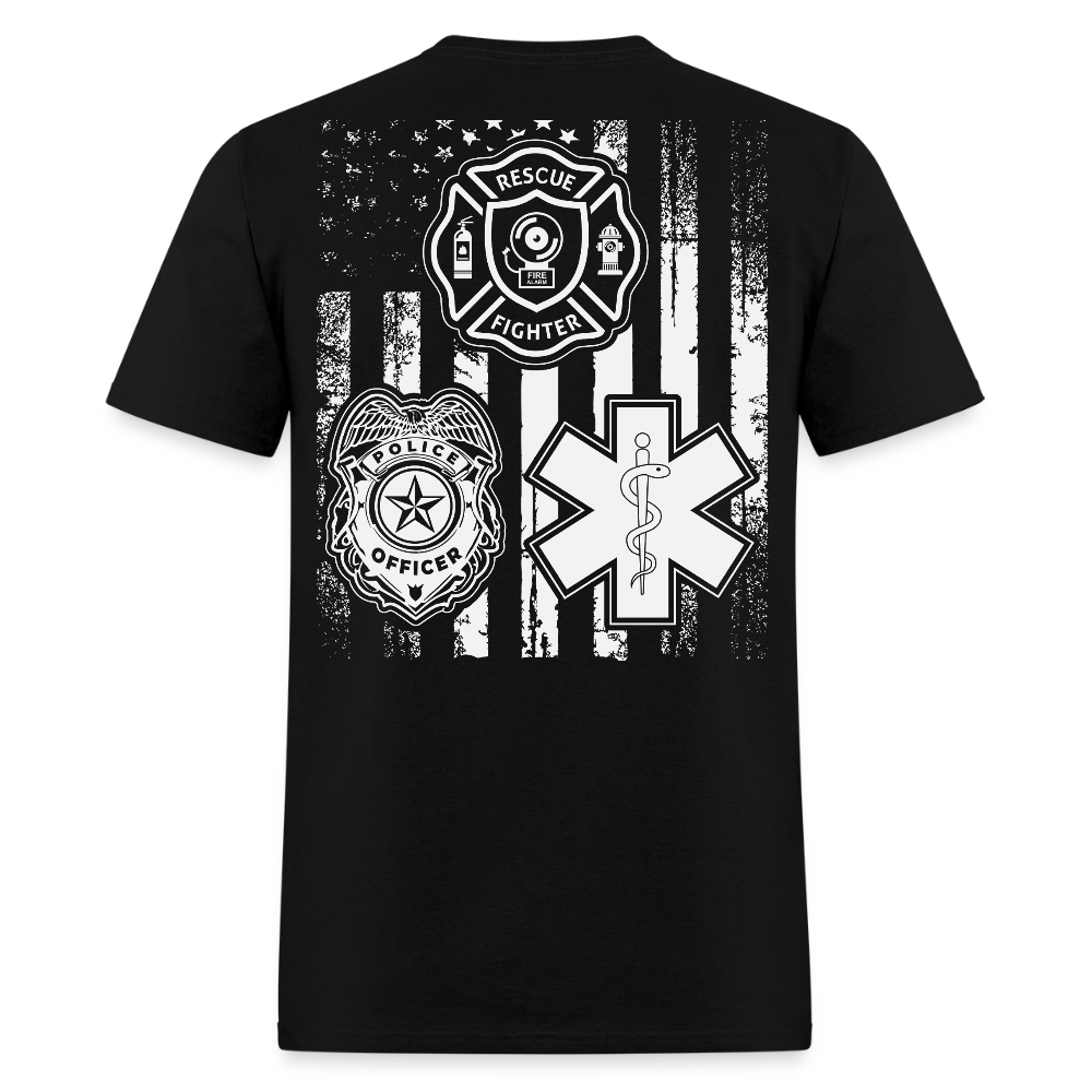 First Responders Heroes EMT Police Firefighter T-Shirt - black