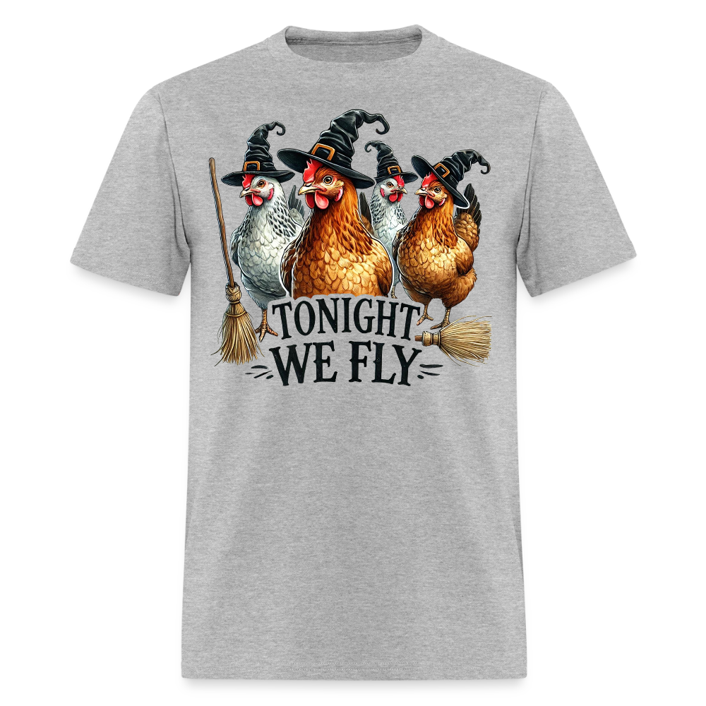 Tonight We Fly Chicken Funny Halloween T-Shirt - heather gray
