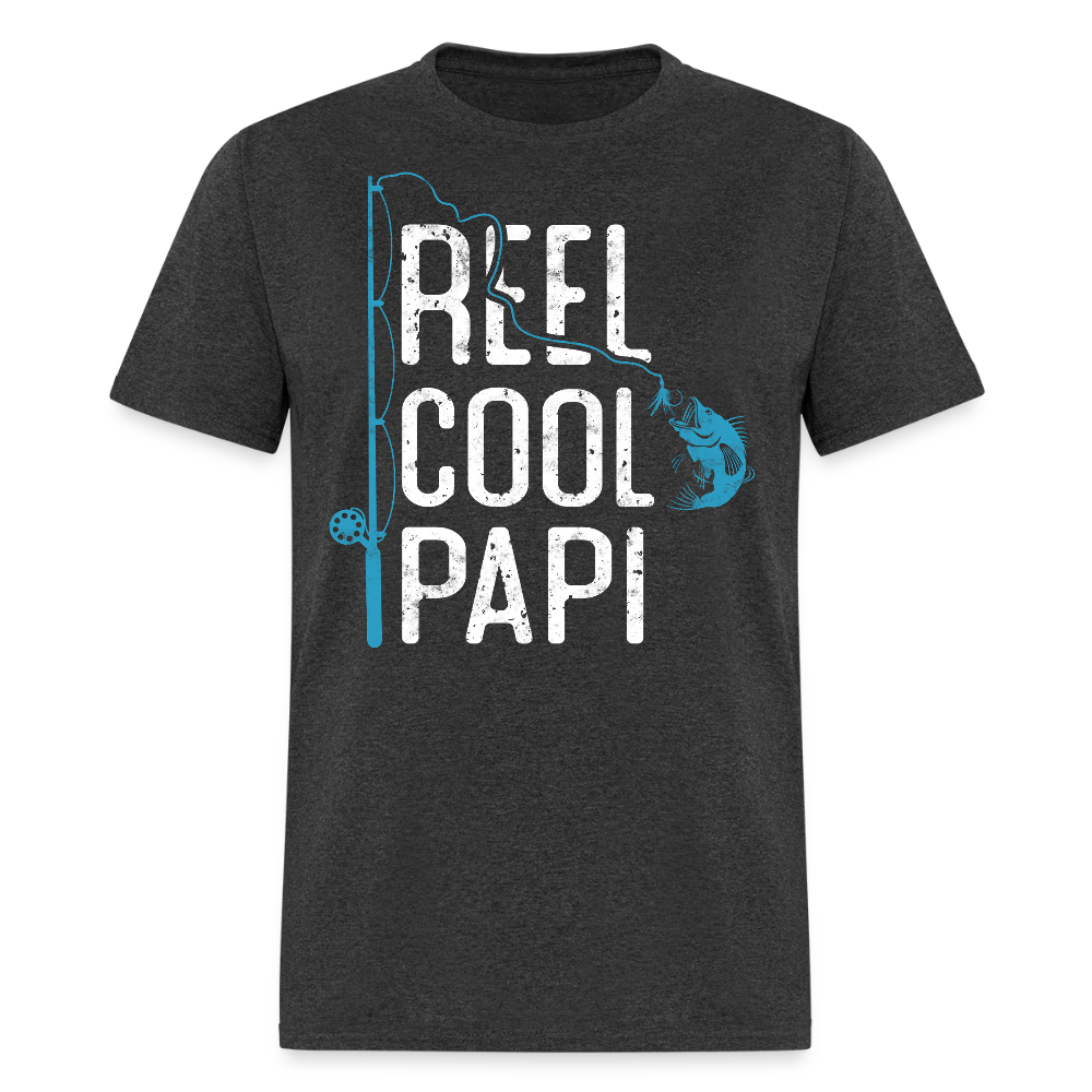 Reel Cool Papi Cool Dad Fishing T-shirt - heather black