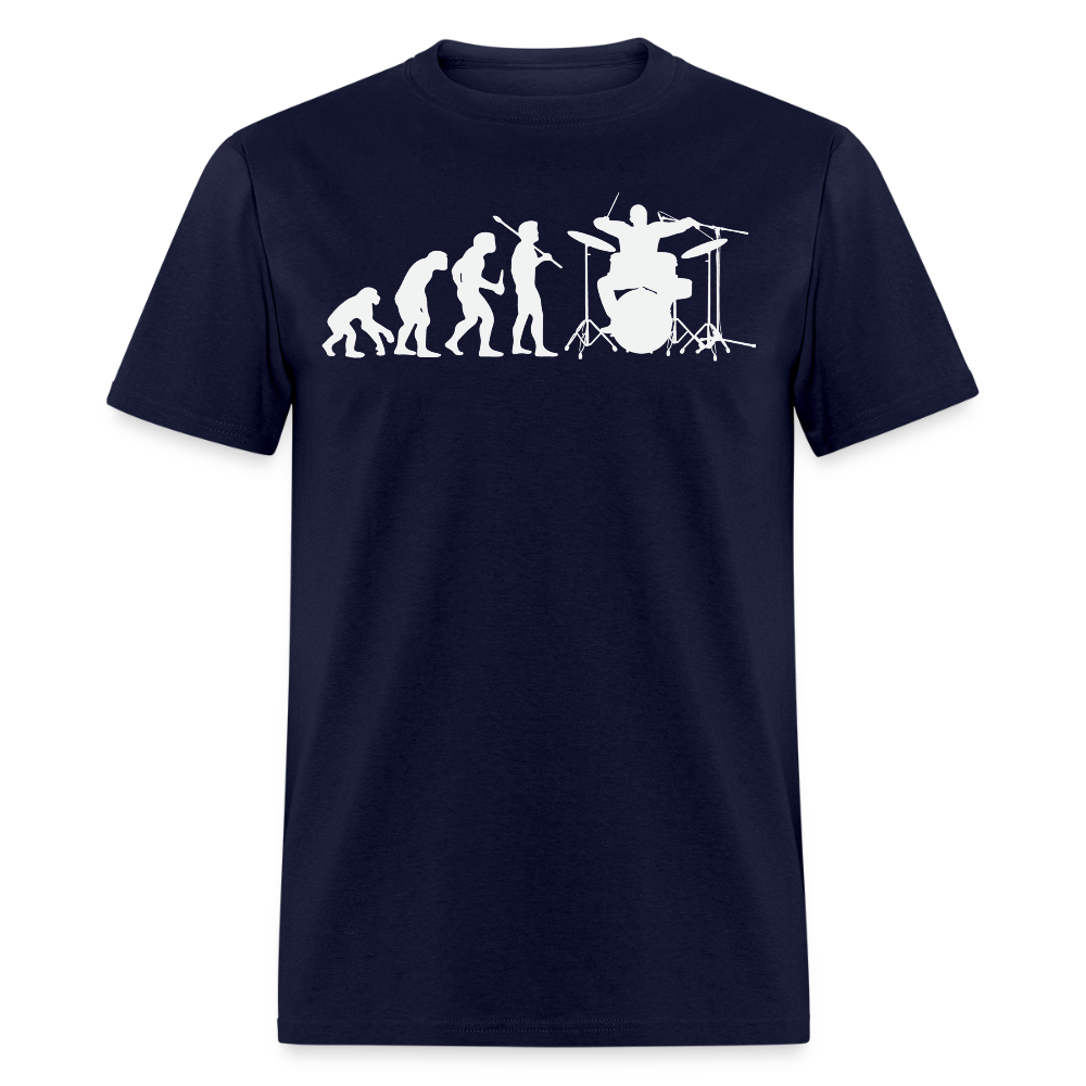 Evolution Of Man Funny Drummer T-shirt - navy