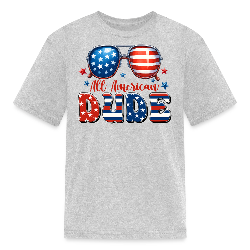 All American Dude Patriotic Kids' T-Shirt - heather gray
