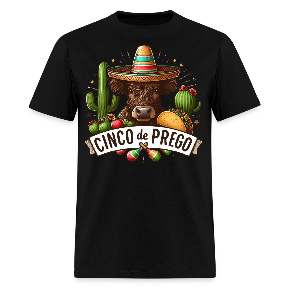 Cinco De Prego Tee Funny Cinco De Mayo Cow T-shirt - black