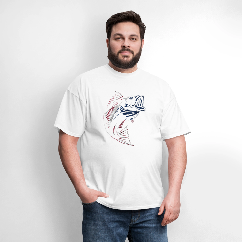 Patriotic Bass Fishing Graphic T-Shirt - white