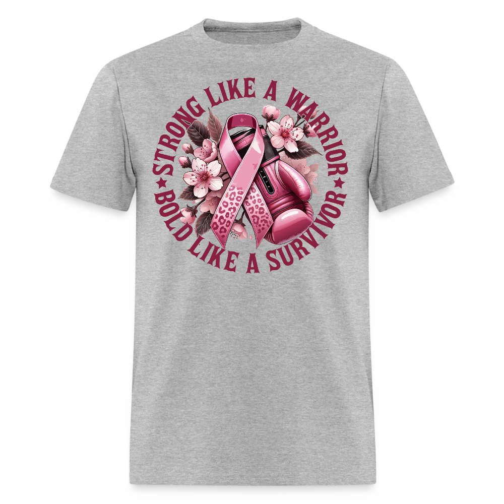 Strong Like A Warrior Breast Cancer T-Shirt - heather gray