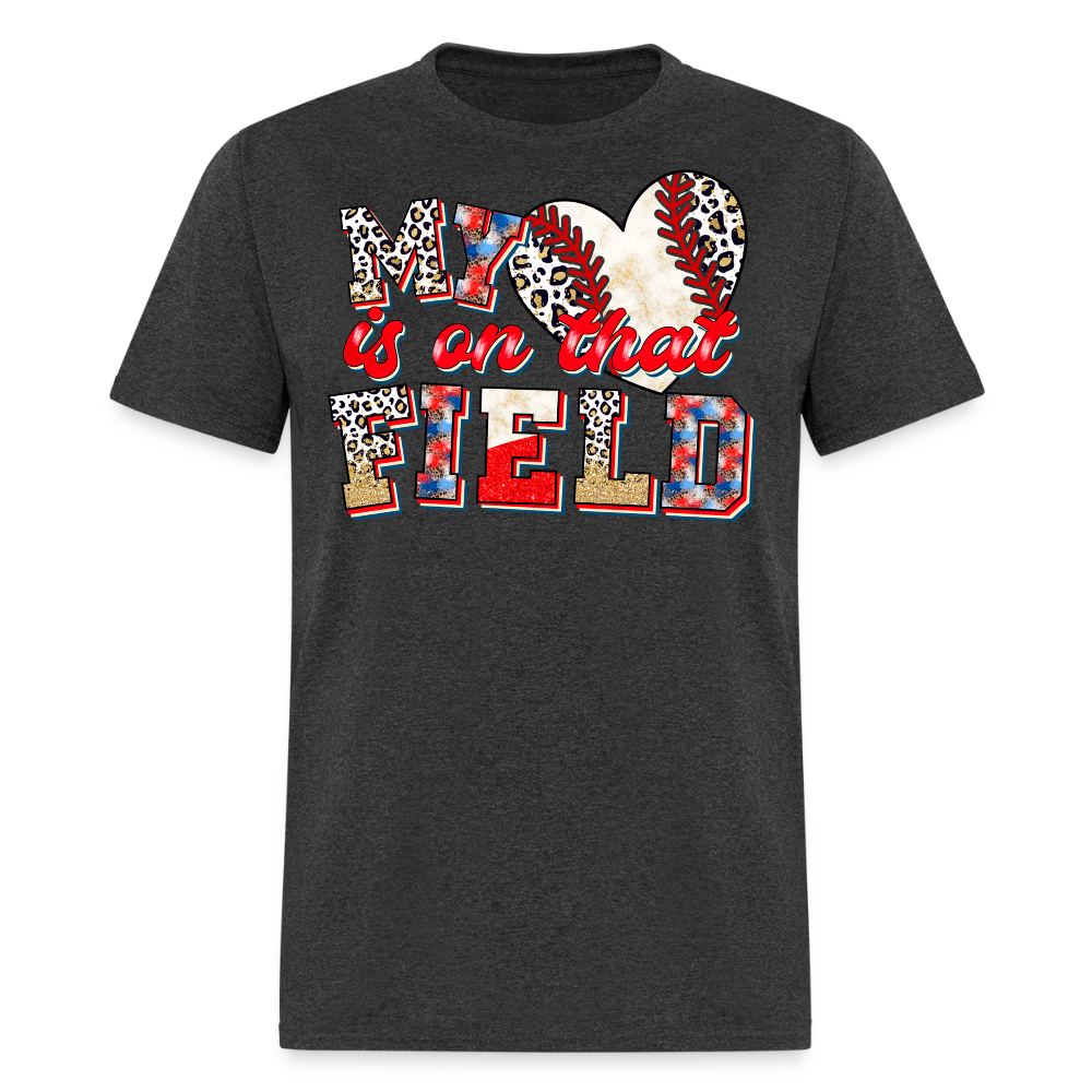 My Heart Is On That Field Cute Softball Mom T-shirt - heather black