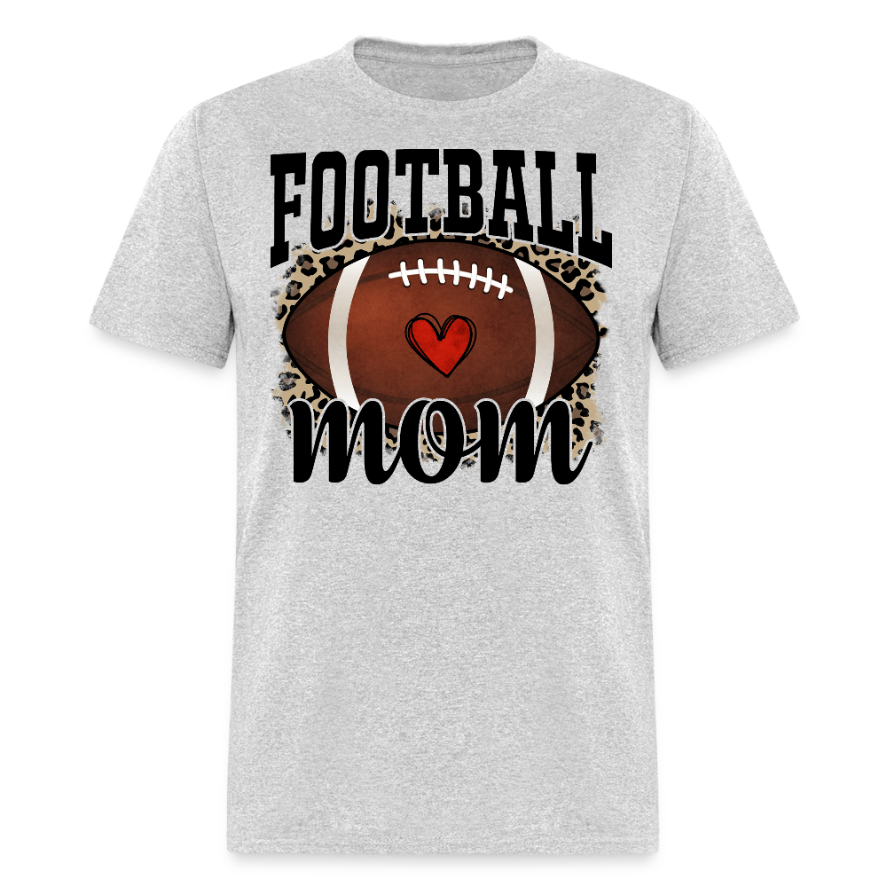Football Mom Tee With Leopard Print T-shirt - heather gray