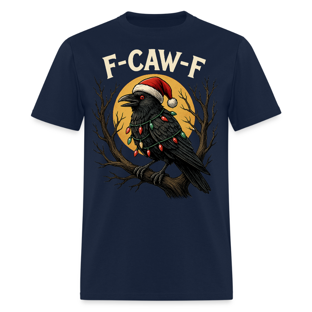 F-Caw-F Santa Hat Funny Raven Christmas T-Shirt - navy