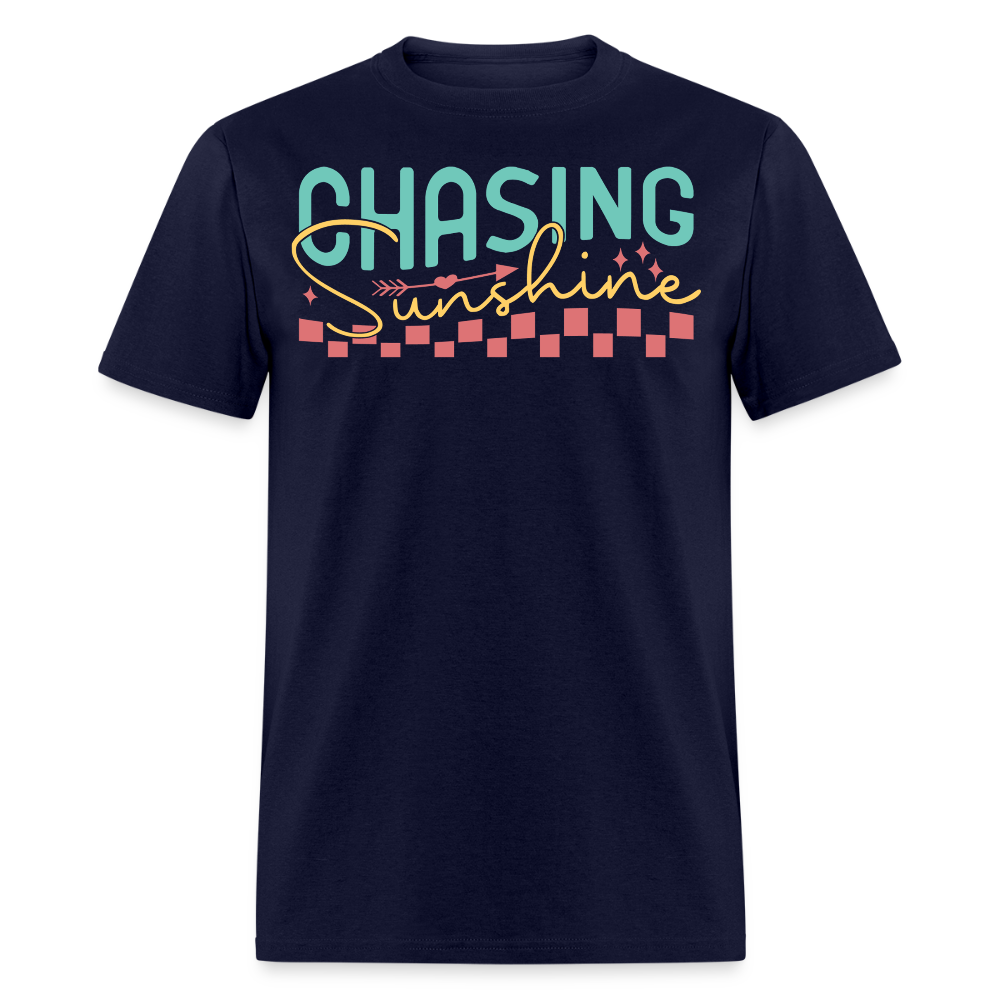 Chasing Sunshine Summer Vibes Aesthetic T-shirt - navy