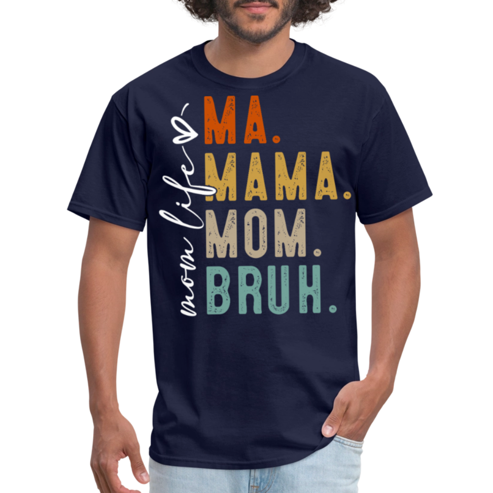 Retro Vintage Mom Life Tee Mom Bruh Meme T-shirt - navy