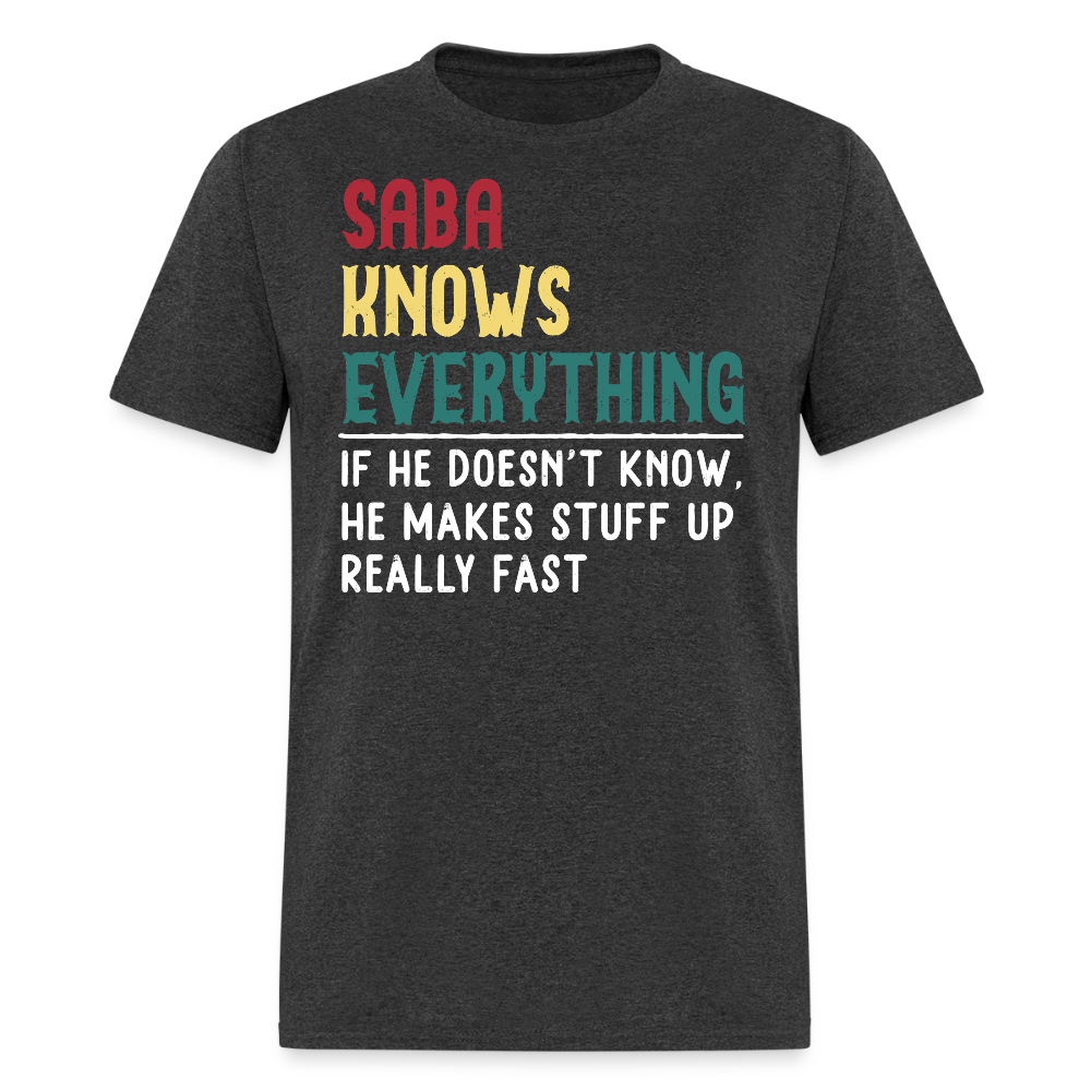 Saba Knows Everything Hebrew Grandfather T-shirt - heather black