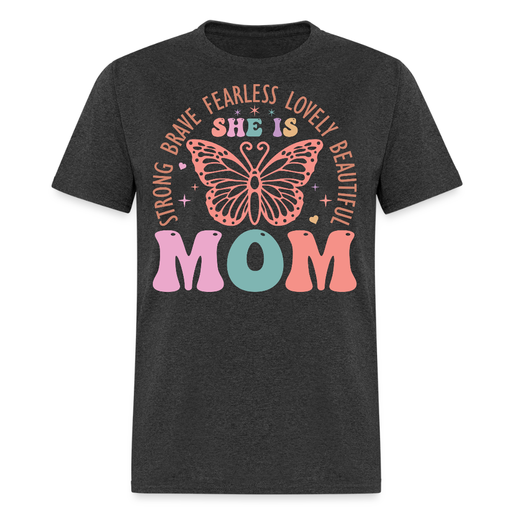 Strong Brave Beautiful Empowering Mom T-shirt - heather black