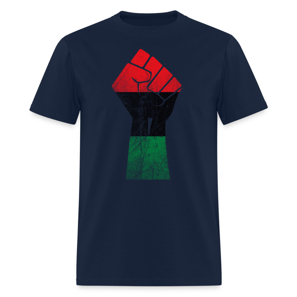 African Pride Raised Fist T-Shirt - navy