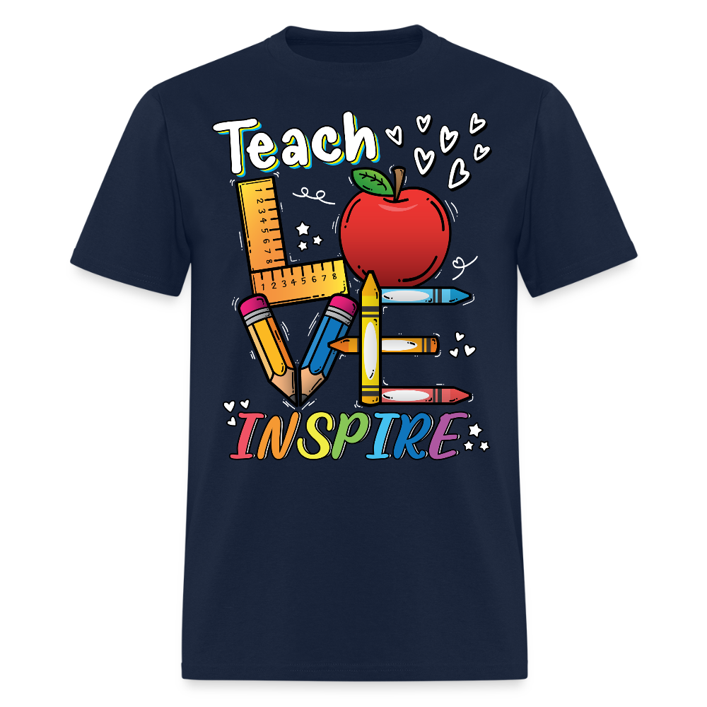 Teacher Love Inspire Back To School T-Shirt - navy