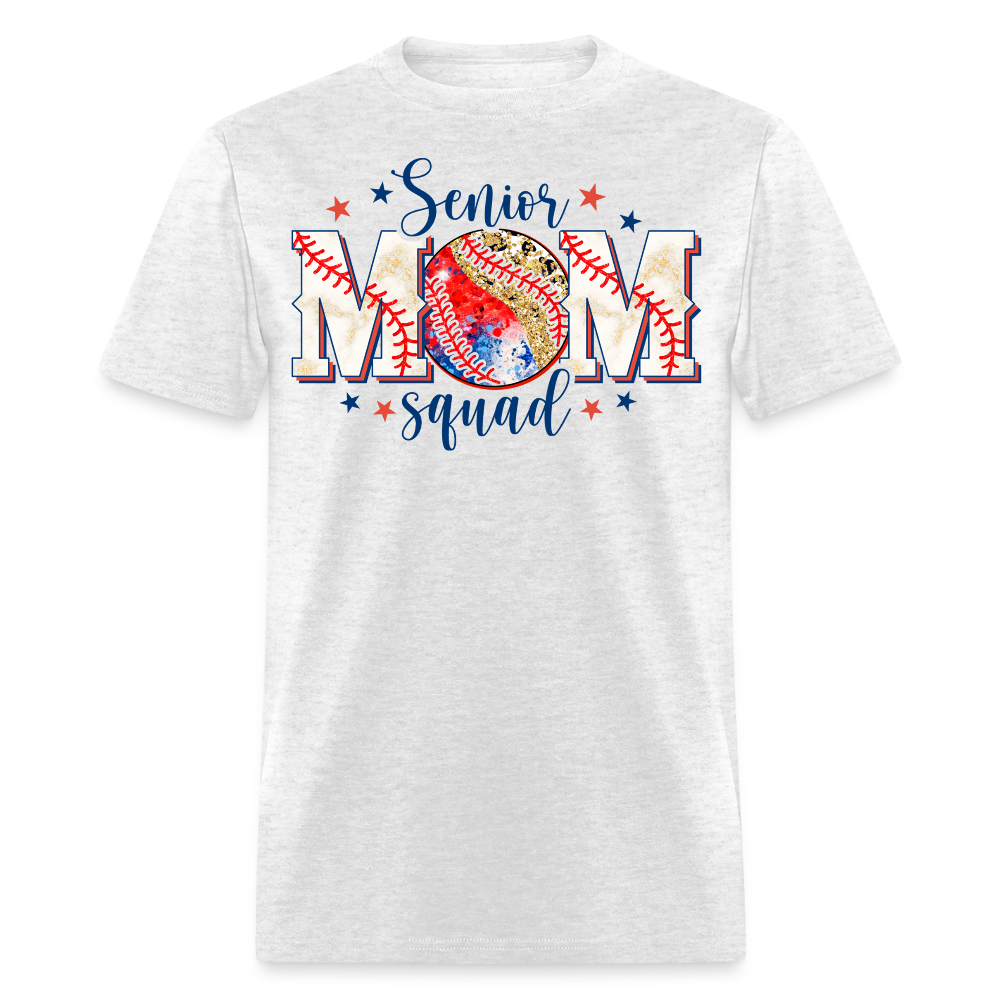 Senior Mom Squad Glitter Baseball T-shirt - light heather gray