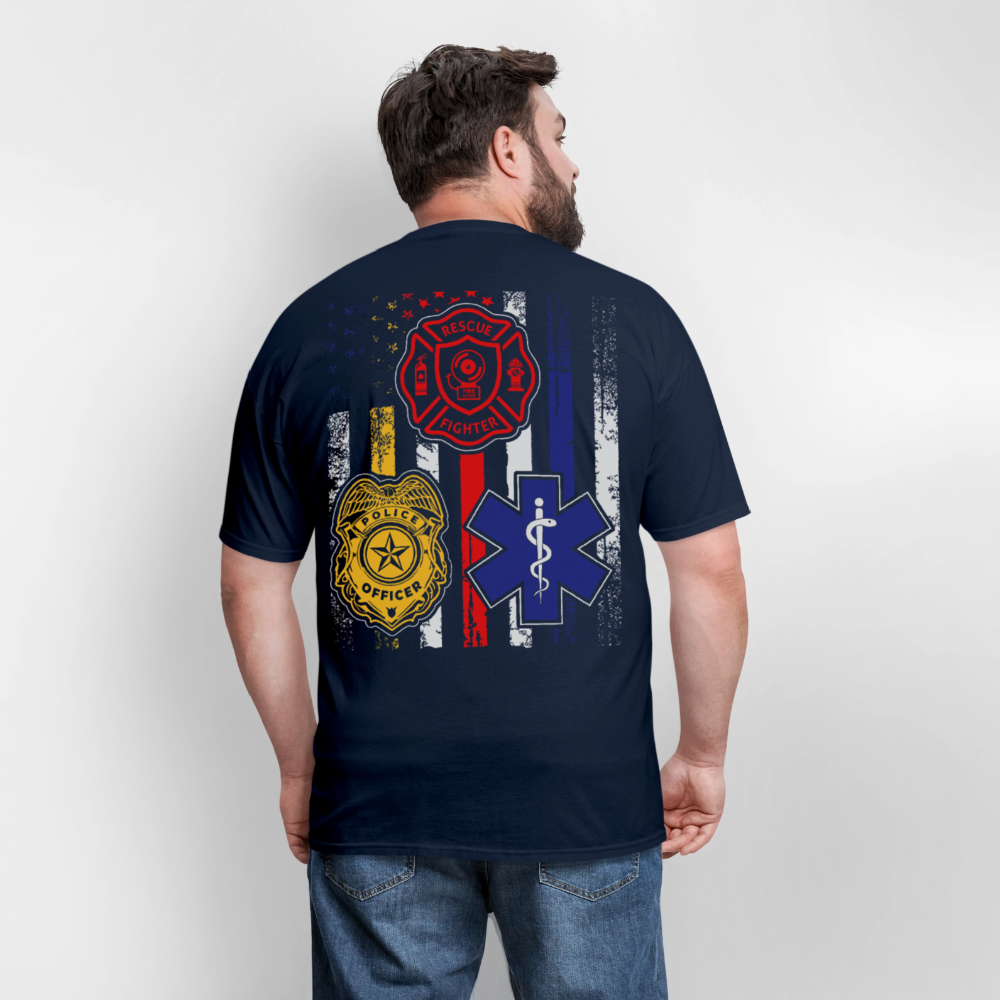 First Responders Heroe Nurse Police Firefighter T-Shirt - navy
