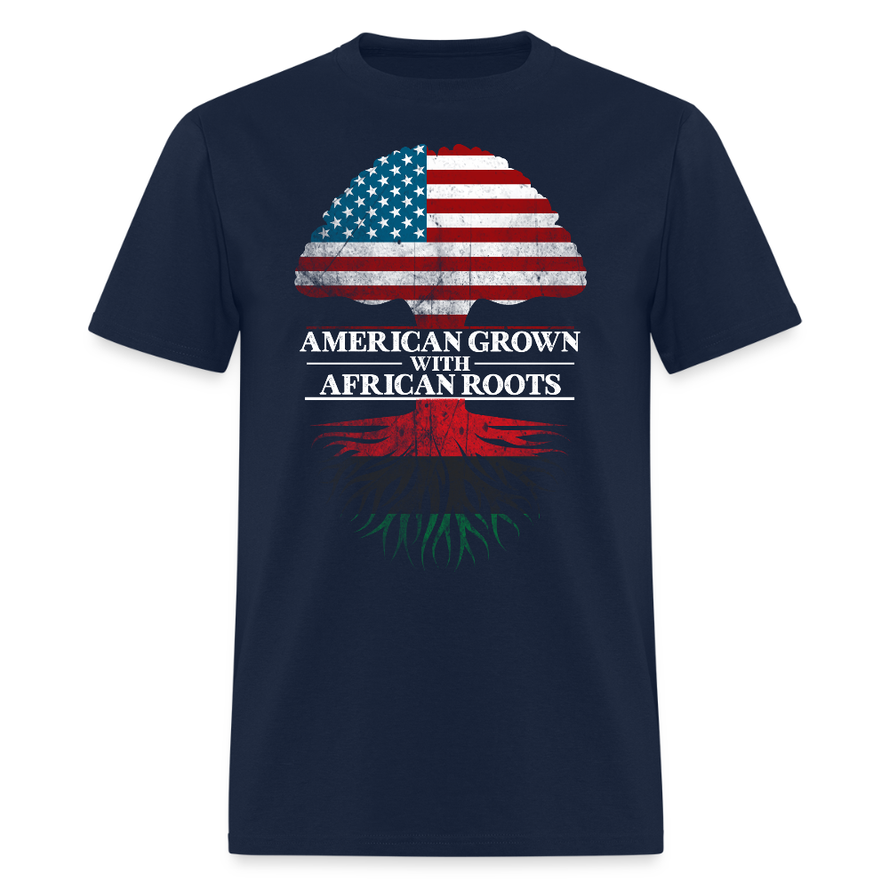 American Grown With African Roots T-Shirt - navy