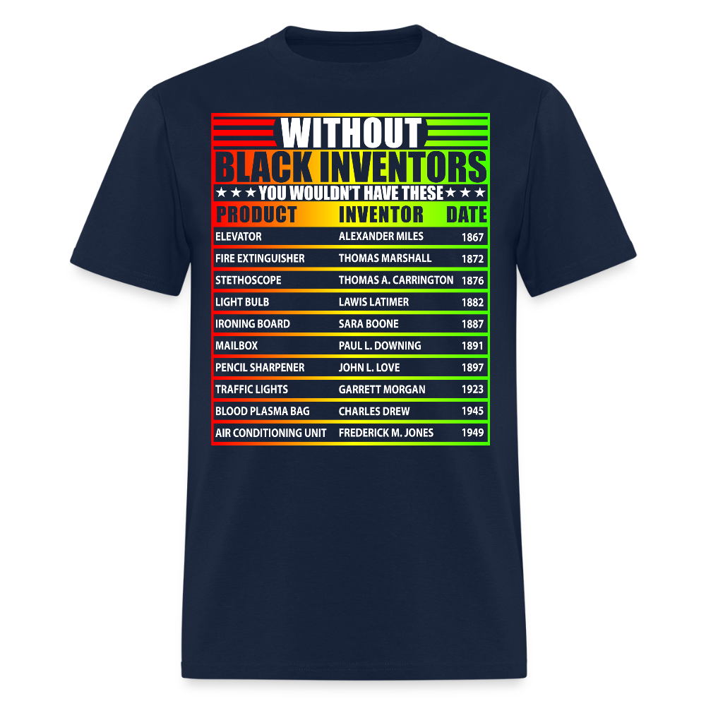 Black Inventors Tee Educational Black History T-Shirt - navy