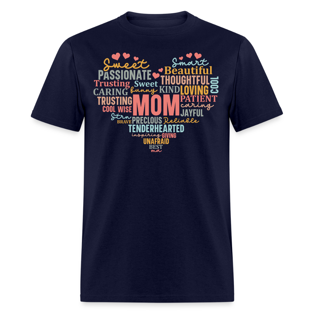 Heart Shaped Word Cloud Mom Thoughtful Gift T-shirt - navy