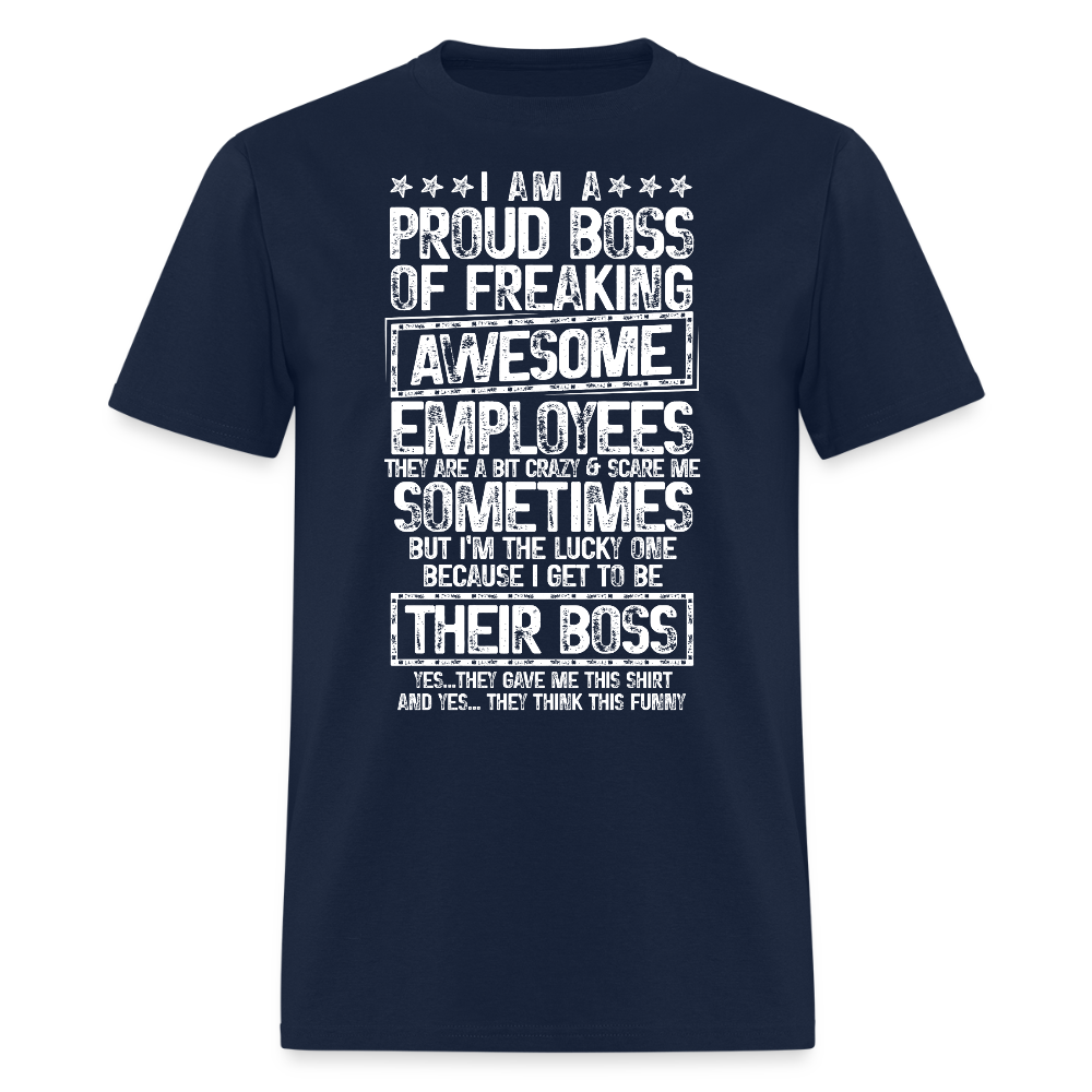 Proud Boss Of Awesome Employees Team Leaders T-Shirt - navy