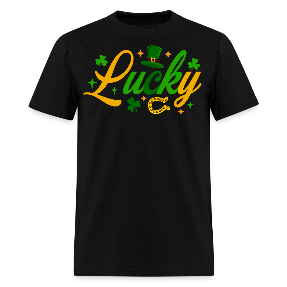 Clover And Horseshoe Luck Design T-shirt - black