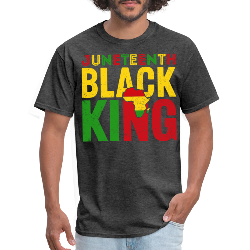 Black King African Heritage Tee Juneteenth Black King T-shirt - heather black