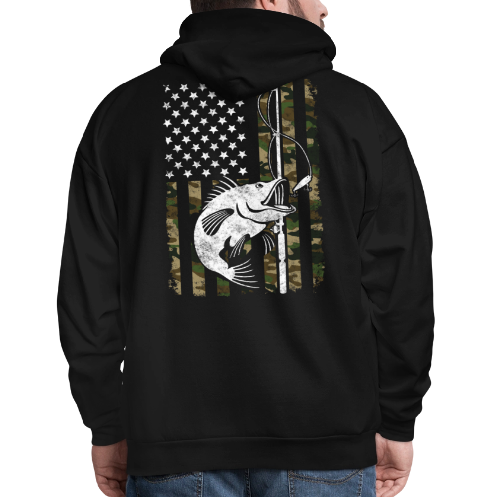Camouflage Flag Patriotic Fishing Gear Hoodie - black