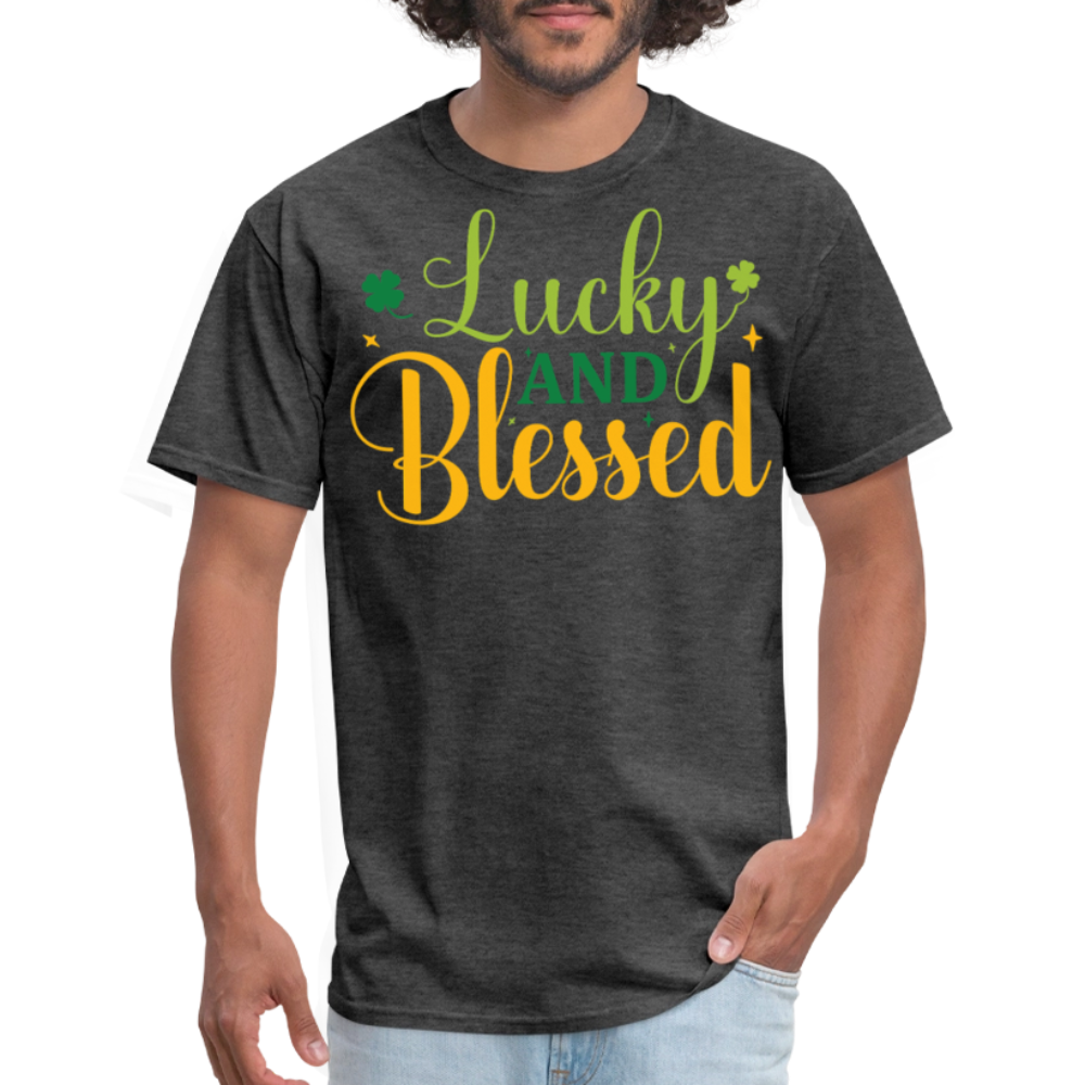 St Patrick’s Day Lucky And Blessed T-shirt - heather black