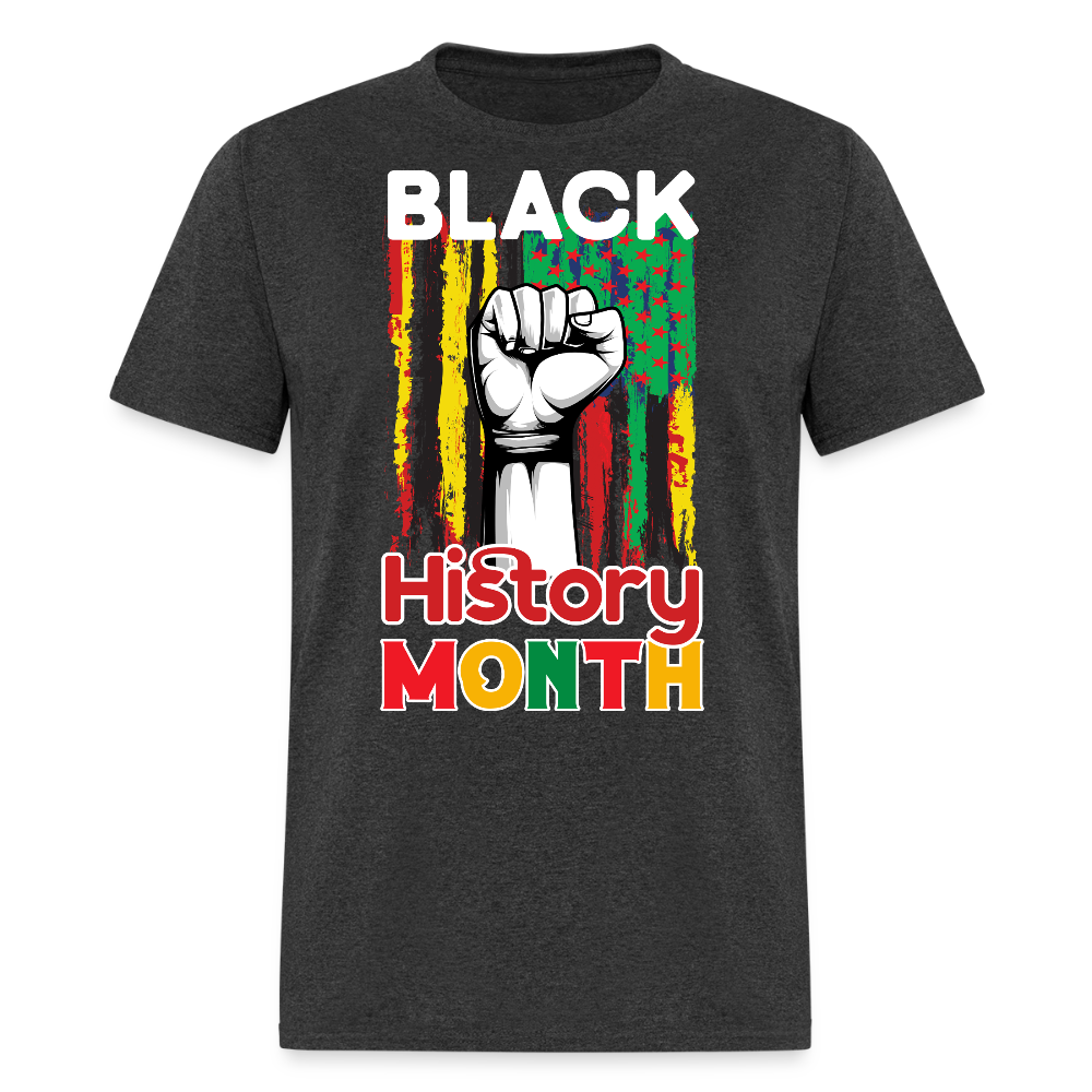 Juneteenth Pan-African Flag Tee Raised Fist Black History T-shirt - heather black