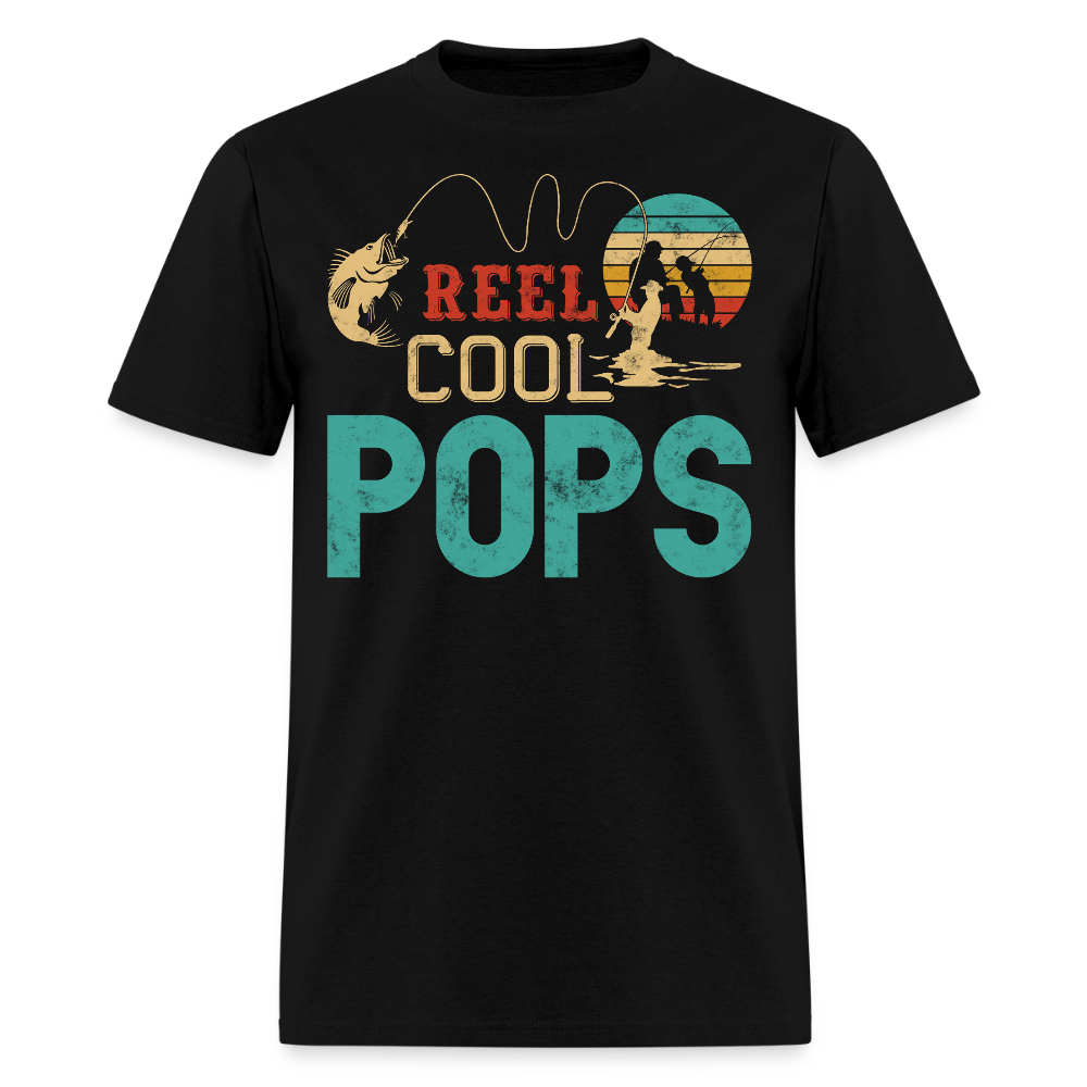 Reel Cool Pops Fishing Father's Day Gift For Fisherman Dad T-shirt - black