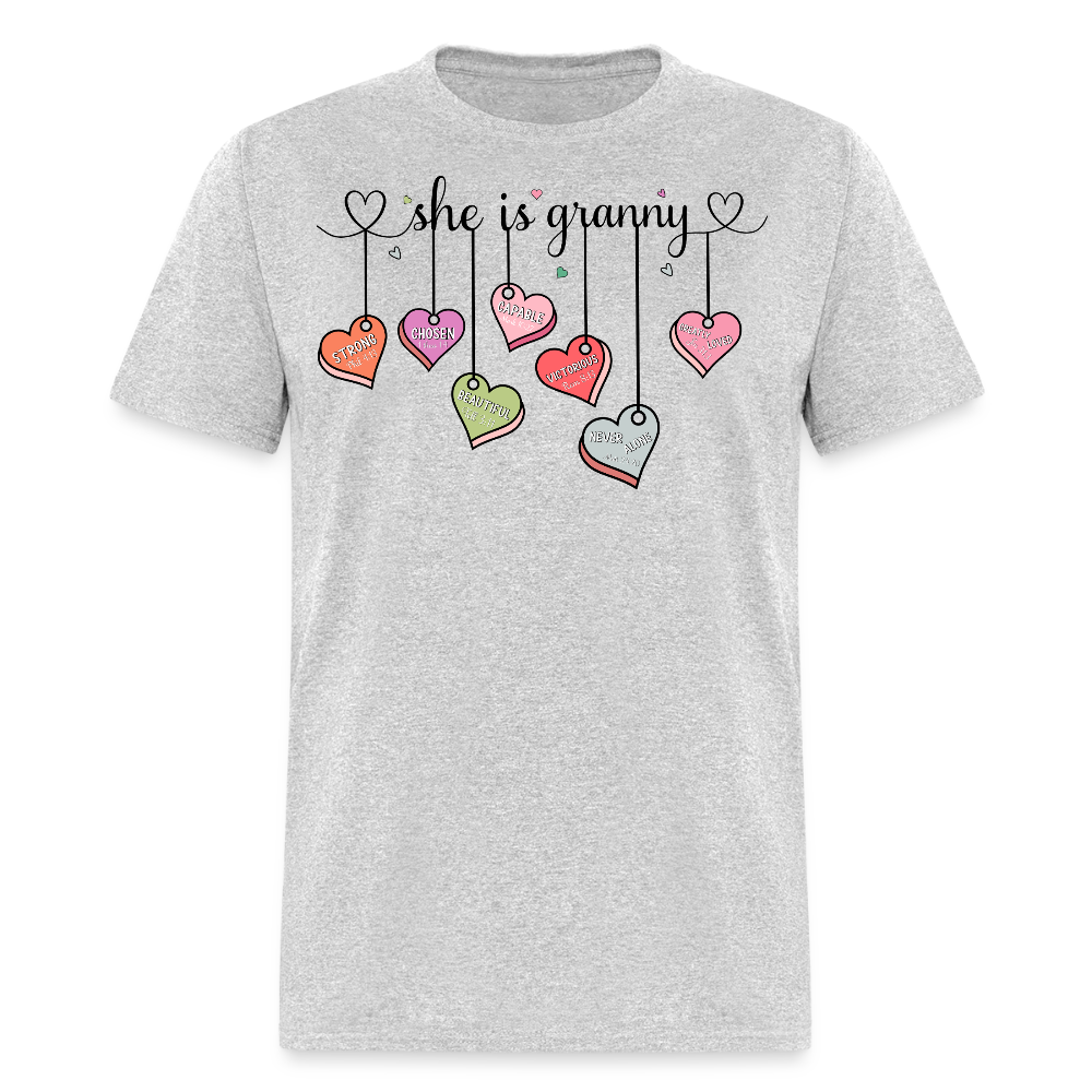 She Is Granny Heart Tee Thoughtful Grandmother T-shirt - heather gray