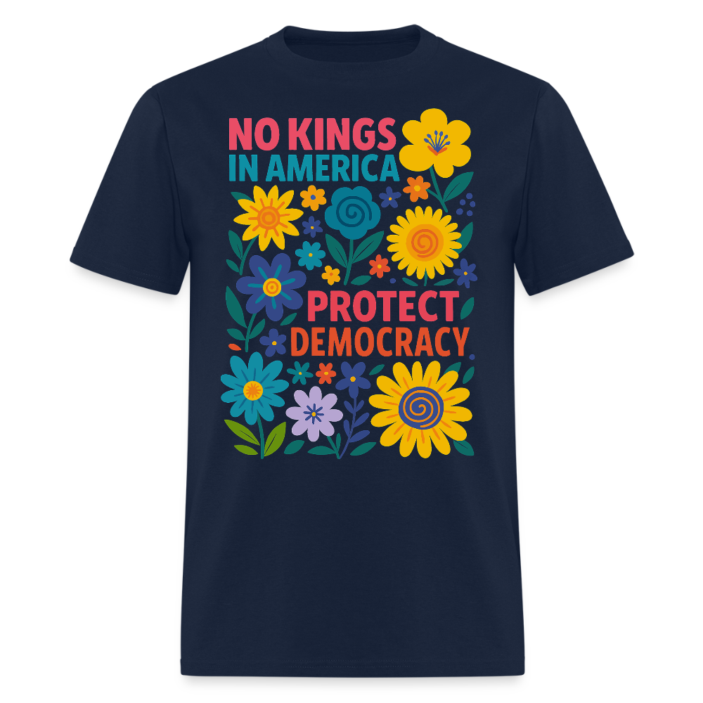 No Kings In America Protect Democracy T-Shirt - navy