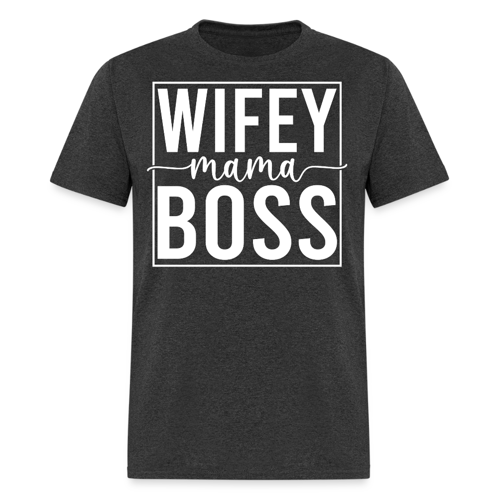 Wifey Mama Boss Empowered Mom T-shirt - heather black