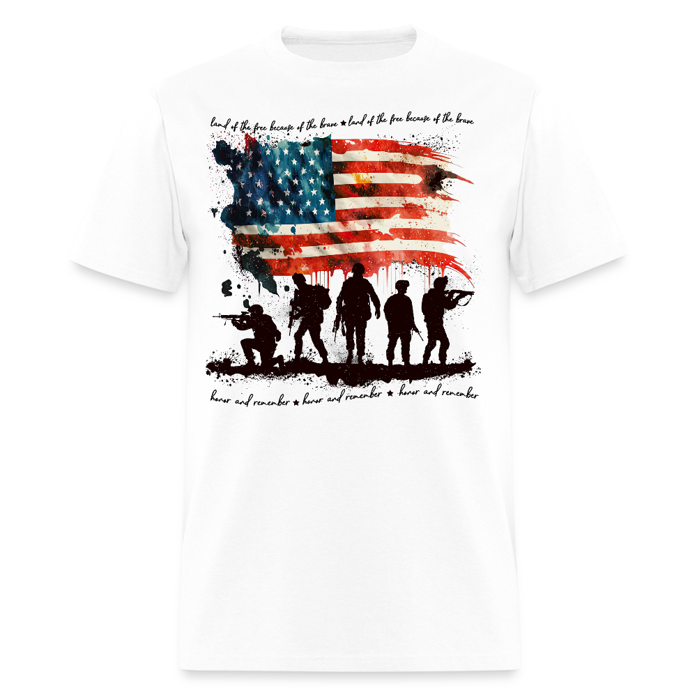 Honor And Remember Military Patriotic Memorial Day T-Shirt - white