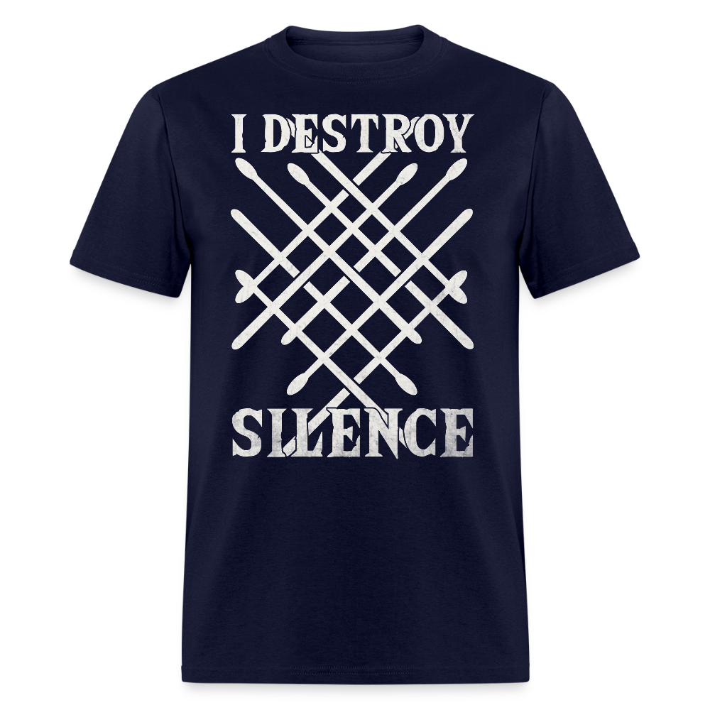 I Destroy Silence Drumsticks T-shirt - navy