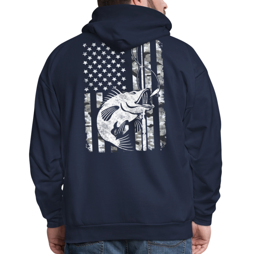 Camouflage American Flag Patriotic Fishing Hoodie - navy