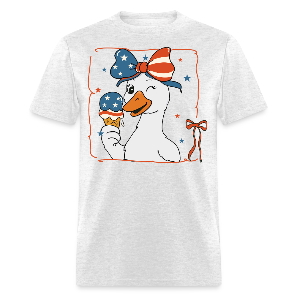 Stars And Stripes Goose Funny Patriotic Animal T-Shirt - light heather gray