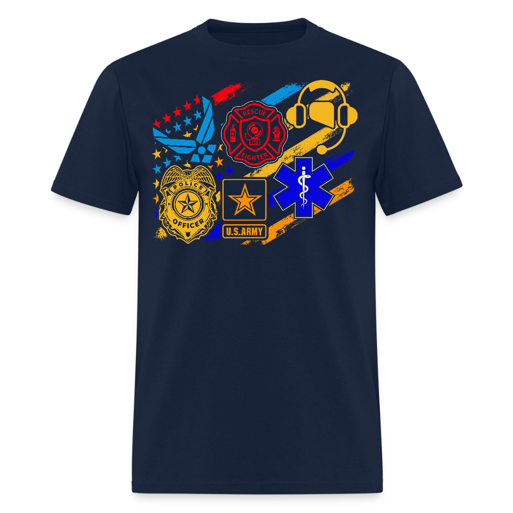 First Responders Support Firefighter Police Army EMS T-shirt - navy