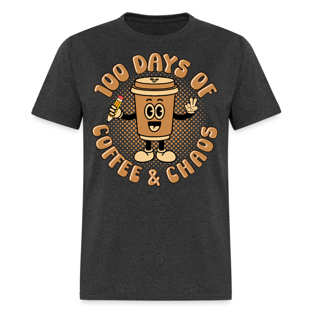 Teacher Caffeine Tee for School Days Coffee and Chaos T-shirt - heather black