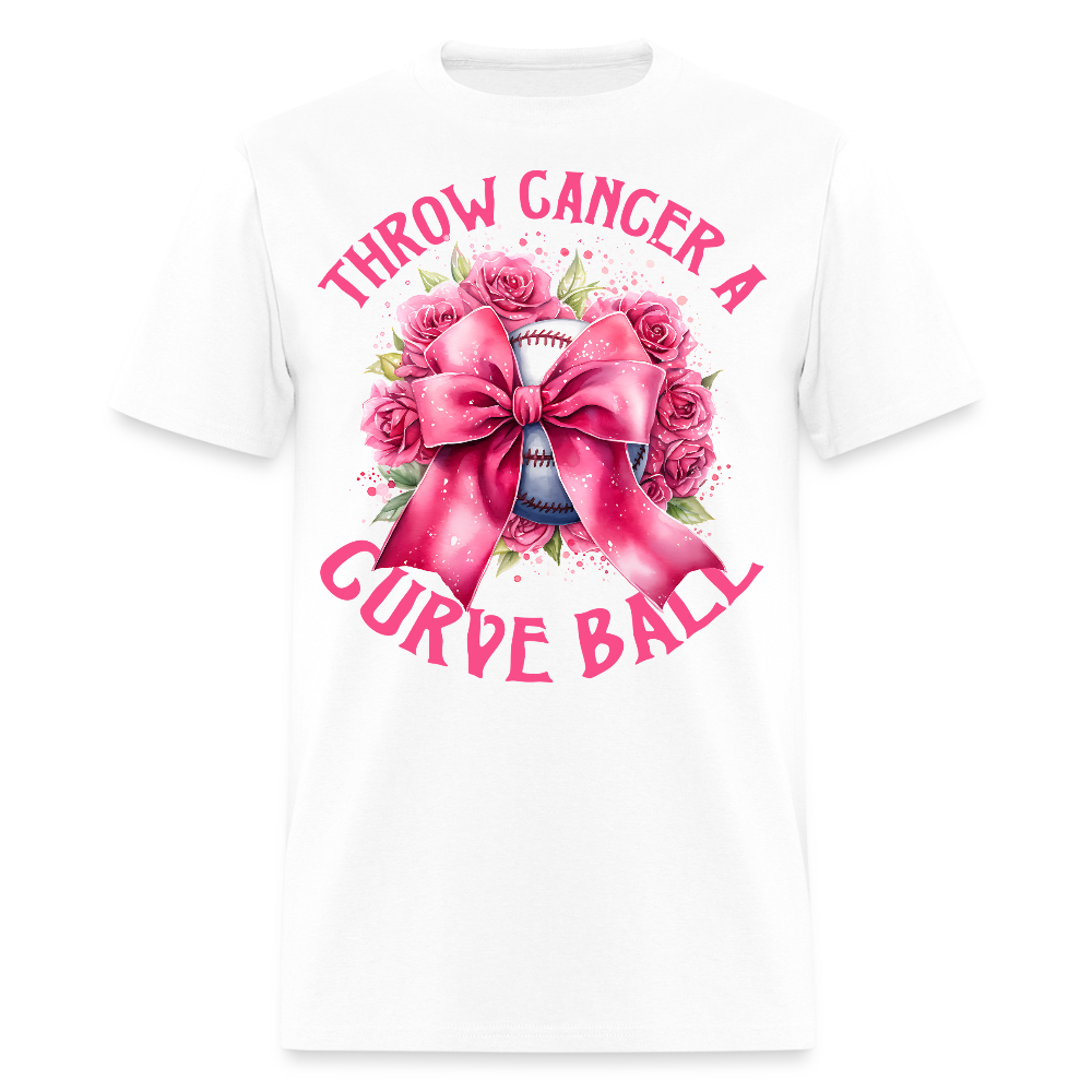 Throw Cancer A Curve Ball Breast Cancer Baseball T-Shirt - white