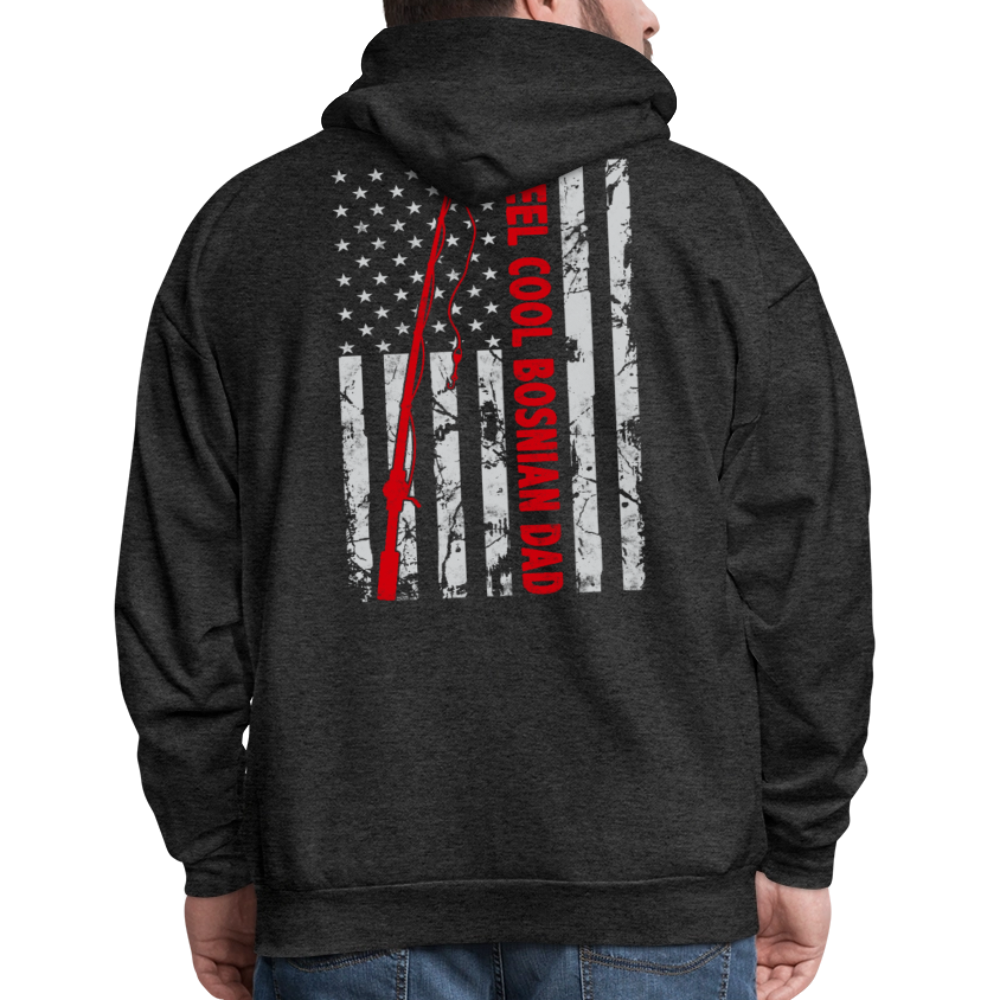 Reel Cool Bosnian Dad American Flag Fishing Hoodie - charcoal grey
