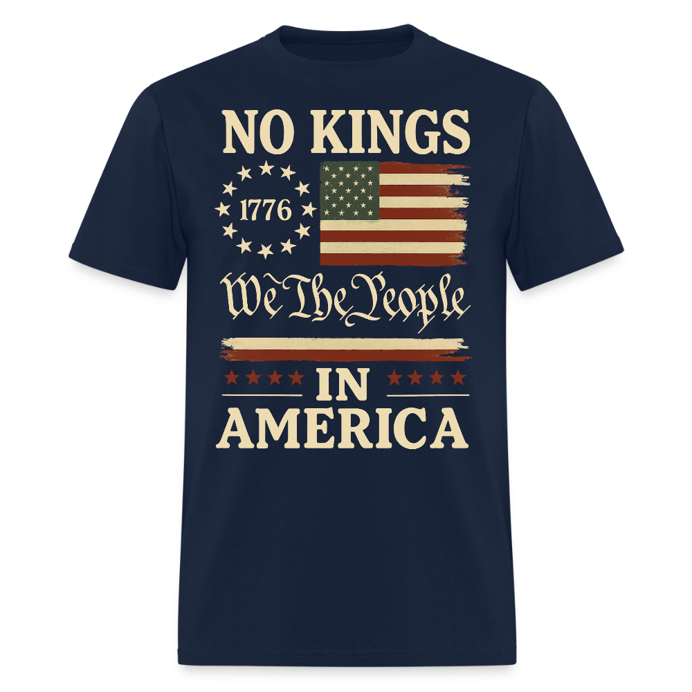 No Kings In America We The People USA Flag T-Shirt - navy