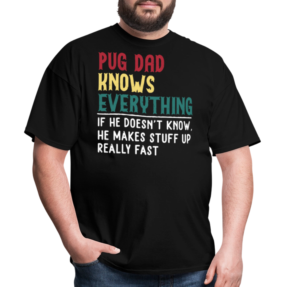 Funny Gifts For Pug Lovers Who Are Dads T-shirt - black
