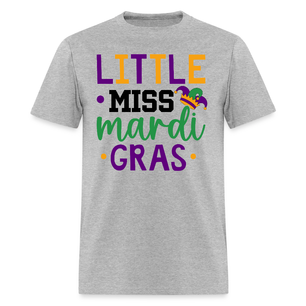 Cute Little Miss Mardi Gras Shirt For Girls Funny Mardi Gras T-shirt - heather gray