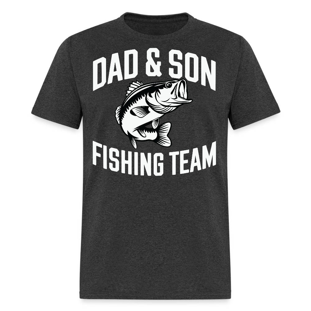 Dad And Son Fishing Team Father's Day Gift T-shirt - heather black